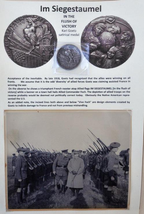 WW1, IM SIEGESTAUMEL, satirische medaille, munt + foto's, Verzamelen, Militaria | Algemeen, Landmacht, Embleem of Badge, Verzenden