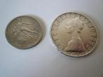 Set van 2 Italiaanse munten, Zilver, Ophalen of Verzenden