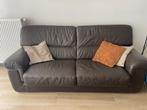 Bruine leren zetel, Huis en Inrichting, Ophalen, Gebruikt, 150 tot 200 cm, Tweepersoons
