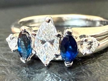 Exclusieve gouden ring natuurlijke diamant& safier! NIEUW! beschikbaar voor biedingen