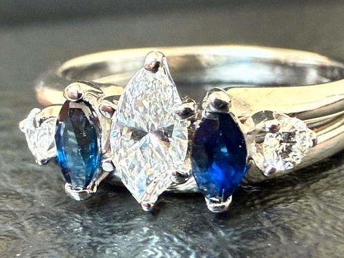 Exclusieve gouden ring natuurlijke diamant& safier! NIEUW!, Handtassen en Accessoires, Ringen, Nieuw, Dame, 17 tot 18, Goud, Met edelsteen