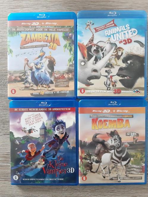 4 blu-ray 3D kinderfilms, Cd's en Dvd's, Blu-ray, Zo goed als nieuw, Tekenfilms en Animatie, 3D, Ophalen of Verzenden