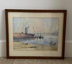 Aquarel van Marc Madelein – originele kunst met houten lijst, Antiek en Kunst, Ophalen