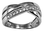 Dames ring gerhodineerd zilver 925 zirkonia, Handtassen en Accessoires, Ringen, Nieuw, Met edelsteen, 17 tot 18, Ophalen of Verzenden