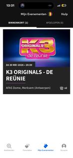 K3 reünie tickets (2 stuks), Twee personen