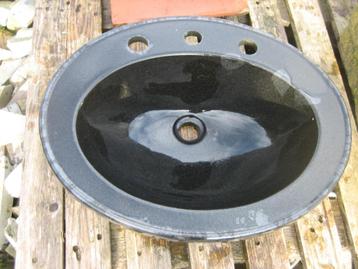 mooie zwarte granieten wasbak,waskom, 25 à 50 cm, Lavabo ou Évier, Comme neuf, Enlèvement