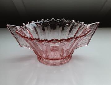 Bol art déco en verre pressé « Fait en Belgique » couleur Ro