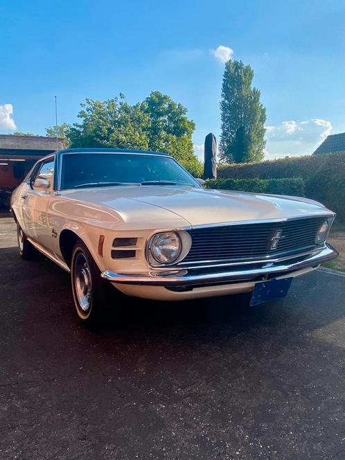 Ford Mustang 351, 1970, Auto's, Oldtimers, Particulier, AC, Benzine, Coupé, 2 deurs, Automaat, Wit, Blauw, Leder en Stof, Achterwielaandrijving