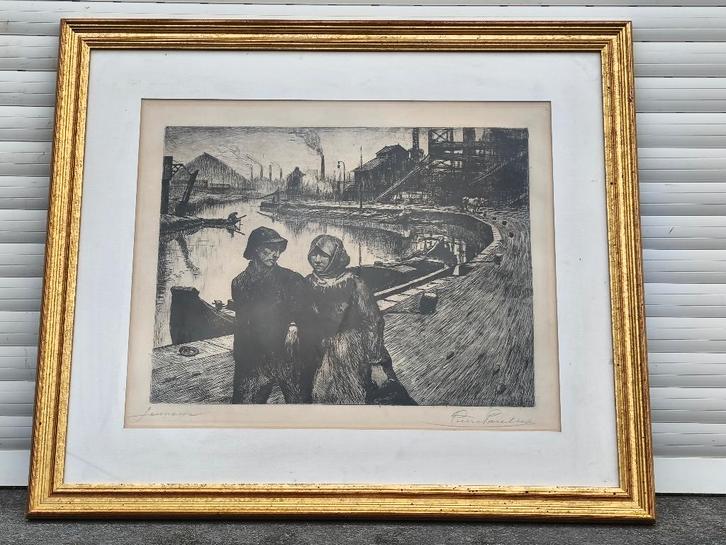 Eau forte jeunesse signe pierre paulus, Antiek en Kunst, Kunst | Etsen en Gravures, Ophalen of Verzenden