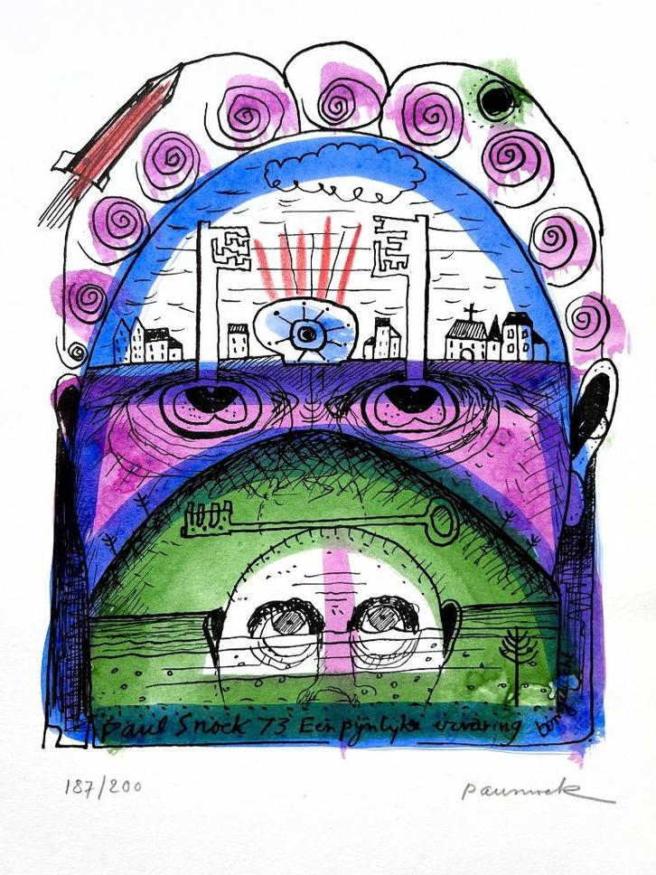 PAUL SNOEK - Een pijnlijke ervaring - Lithografie - 27x36cm, Antiek en Kunst, Kunst | Litho's en Zeefdrukken, Ophalen of Verzenden