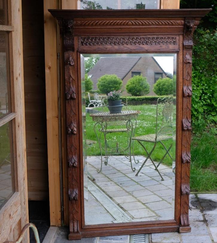 miroir grand format en chêne, Antiek en Kunst, Antiek | Spiegels, Ophalen