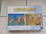 Puzzelbox 2 x1000 stukjes - Crazy World & Crazy BBQ, Gebruikt, 500 t/m 1500 stukjes, Legpuzzel, Ophalen