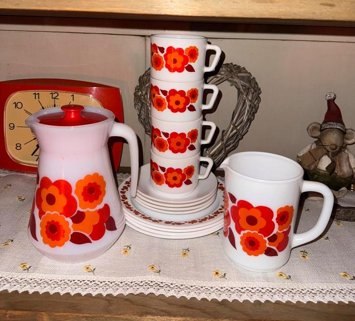 Arcopal Lotus (Ontbijt)serviesje, Huis en Inrichting, Keuken | Servies, Gebruikt, Kop(pen) en/of Schotel(s), Overige stijlen, Glas