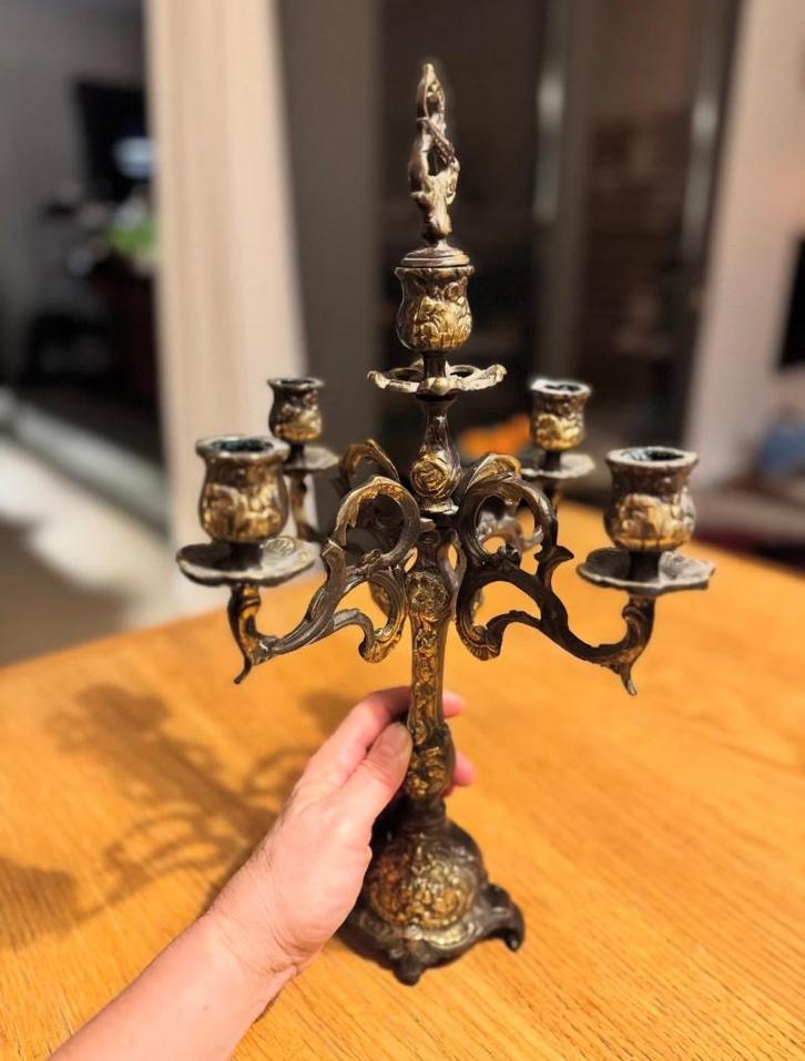 Antieke kandelaar 4 kaarsen, Antiek en Kunst, Antiek | Kandelaars, Ophalen of Verzenden