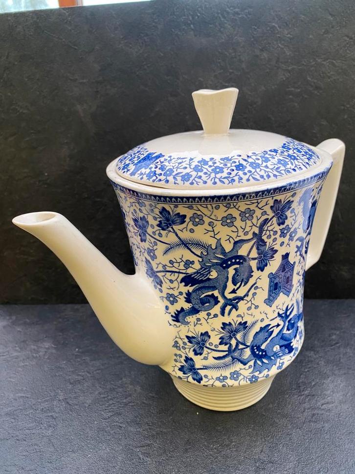 Ancienne cafetière bleue à fleurs Boch, Antiek en Kunst, Antiek | Servies los, Ophalen