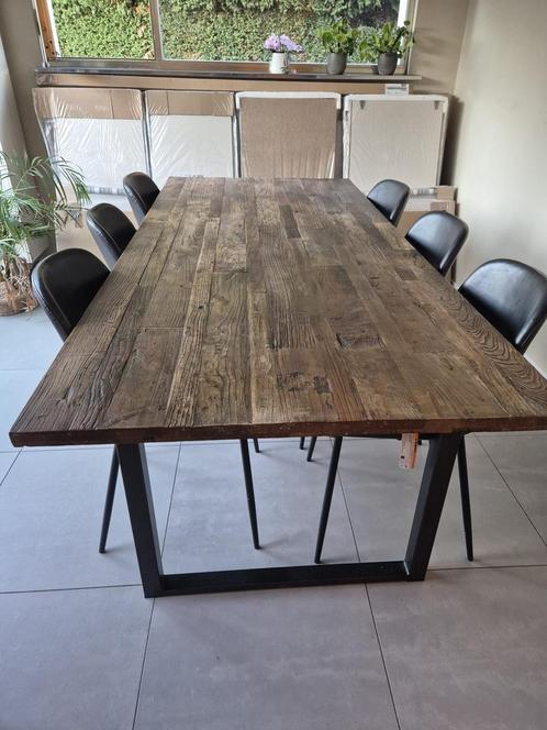 Louisa eettafel gerecycleerd olm 220 x 100 x 75, Huis en Inrichting, Tafels | Eettafels, Zo goed als nieuw, Ophalen