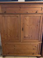 Antiek geloogd grenen kast, Huis en Inrichting, Ophalen, Gebruikt, 100 tot 150 cm, Minder dan 150 cm