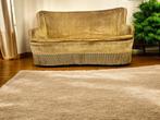 vintage mosterdgele tweezit / zetel / canapé met franjes, Antiek en Kunst, Ophalen of Verzenden