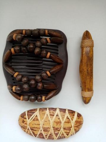 3 haarspelden, haaraccessoires in houtstructuur. beschikbaar voor biedingen
