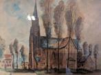 Noël duforet kerk Koksijde aquarel, Antiek en Kunst, Kunst | Schilderijen | Klassiek, Ophalen of Verzenden