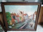 Kleurrijk schilderij Stadszicht Brugse Reien Brugge, Antiek en Kunst, Ophalen