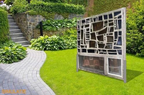 designobject glas in beton panneel 60's- 70's, Antiek en Kunst, Kunst | Designobjecten, Ophalen