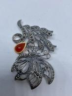 Zilveren broche met echte carneool, Bijoux, Sacs & Beauté, Broches, Neuf, 4 à 7 cm, Avec pierre précieuse, Argent