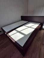 Boxspring 180 x 200 cm bruin lederlook, Enlèvement, Brun, 200 cm