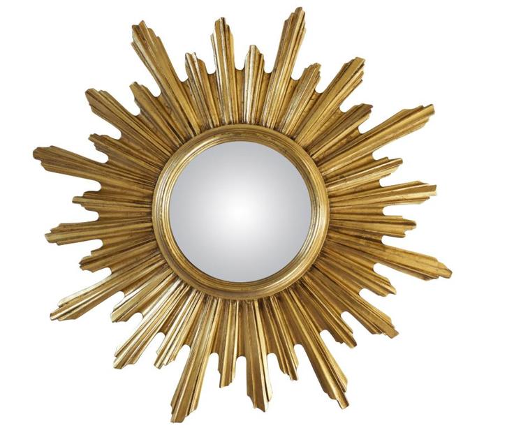 Franse vergulde Sunburst Convexe Spiegel, Antiek en Kunst, Curiosa en Brocante, Ophalen of Verzenden