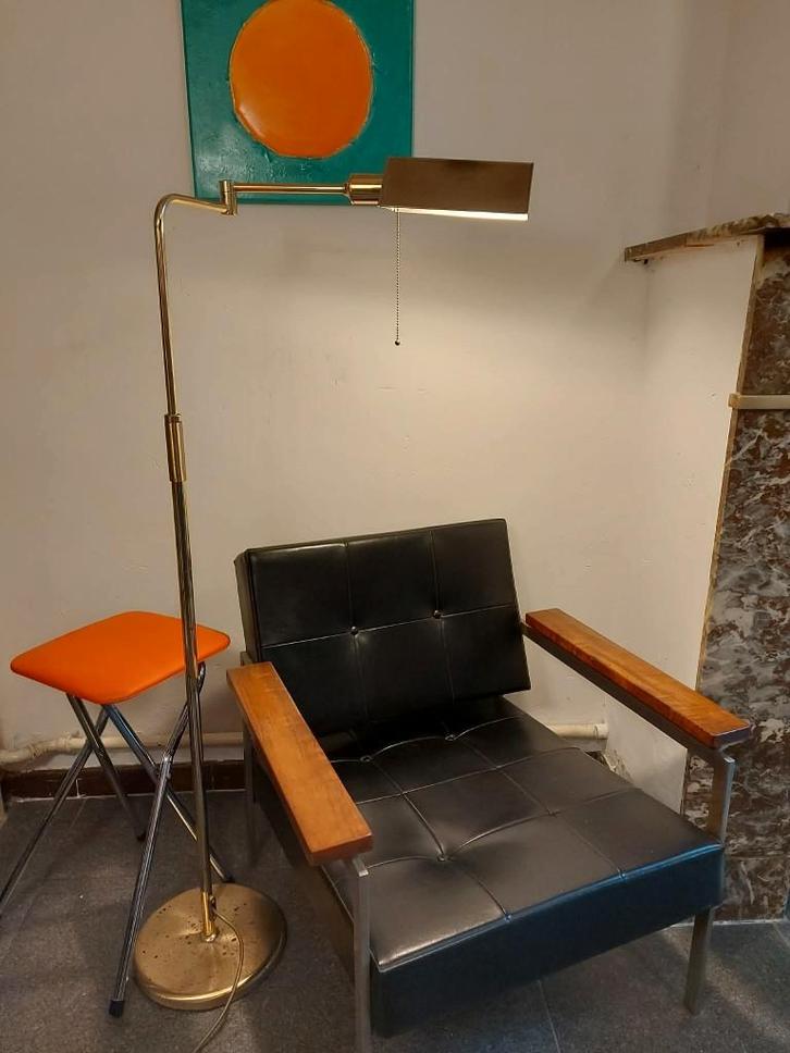 Mid-century messing vloerlamp, 1960s, Maison & Meubles, Lampes | Spots, Utilisé, Métal ou Aluminium, Enlèvement