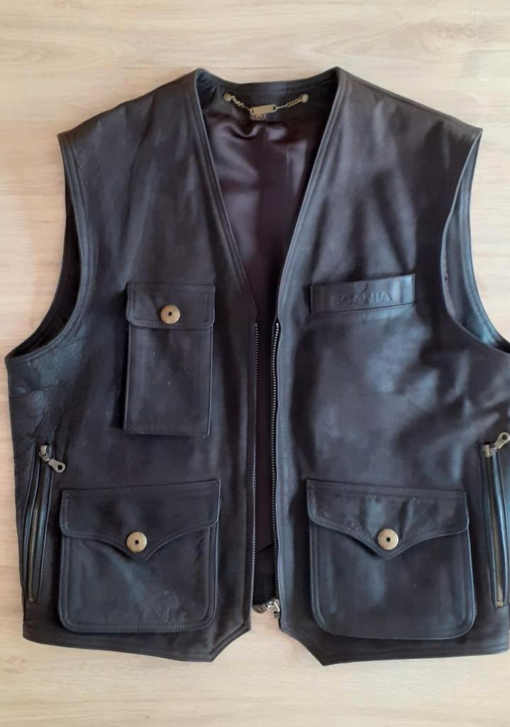 Lederen jas maat L, Kleding | Heren, Bodywarmers, Zo goed als nieuw, Maat 52/54 (L), Bruin, Ophalen of Verzenden