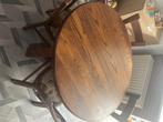 Stevige eikenhouten eettafel met 4 stoelen, Ophalen, Gebruikt, Rustiek landelijk, Vier personen