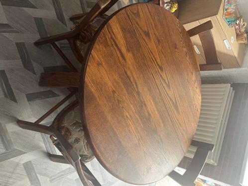 Stevige eikenhouten eettafel met 4 stoelen, Huis en Inrichting, Tafels | Eettafels, Gebruikt, 100 tot 150 cm, 100 tot 150 cm, Vier personen
