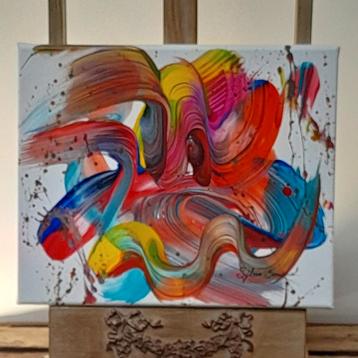Abstract schilderij op canvas van acryl 