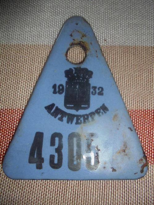 mooie taksplaat 1932 antwerpen fietsplaat email, Antiek en Kunst, Curiosa en Brocante, Ophalen of Verzenden