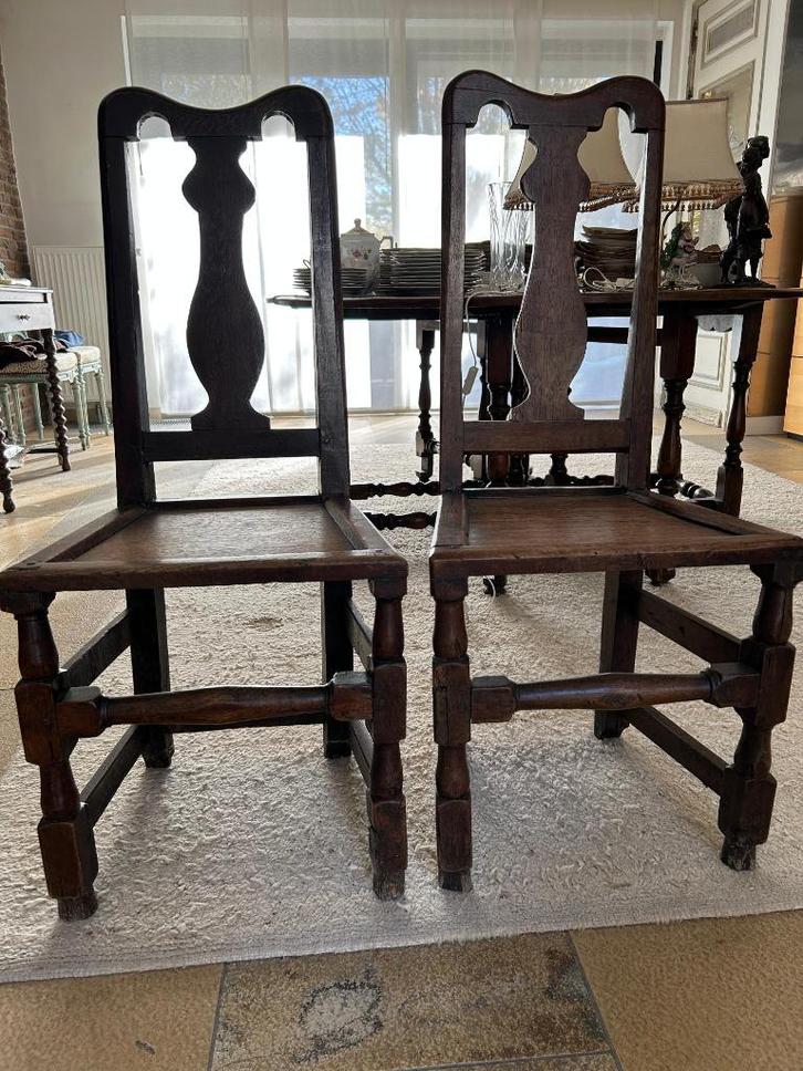 Paire de chaises anciennes en chêne massif, Antiek en Kunst, Antiek | Meubels | Stoelen en Sofa's, Ophalen