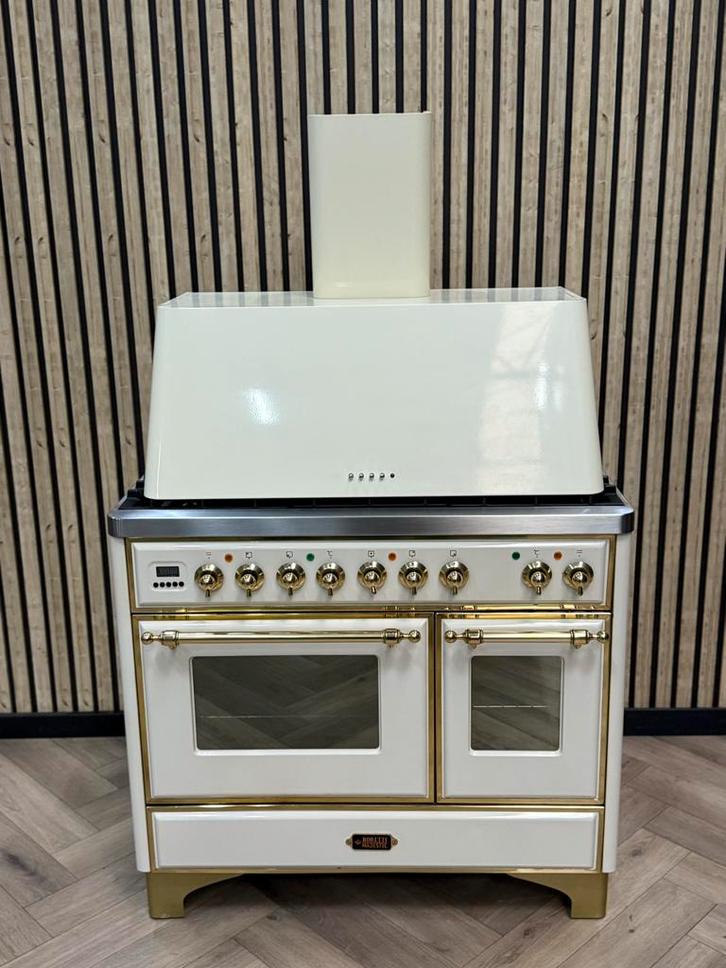 Luxe Boretti Majestic Crème 100cm 6 pits Gas + Afzuigkap, Elektronische apparatuur, Fornuizen, Gas, Grill, Ophalen of Verzenden