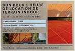 TC SET WAHIS – BON A VALOIR : 1H LOCATION TERRAIN INDOOR, Enlèvement ou Envoi, Neuf, Autres types, Autres marques
