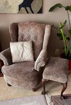 Eenzit fauteuil antiek met voetbank, Ophalen, Gebruikt, Stof, Landelijk