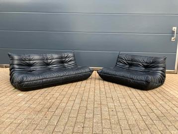 100% authentieke Ligne Roset Togo 2z en 3z Zwart leer ZGAN!! beschikbaar voor biedingen