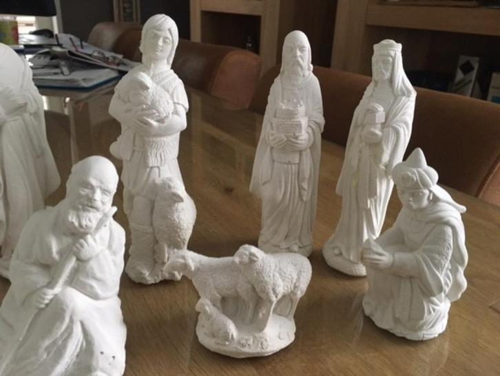 Zelf verven: complete kerstgroep van gips, Hobby en Vrije tijd, Schilderen, Zo goed als nieuw, Overige typen, Ophalen of Verzenden