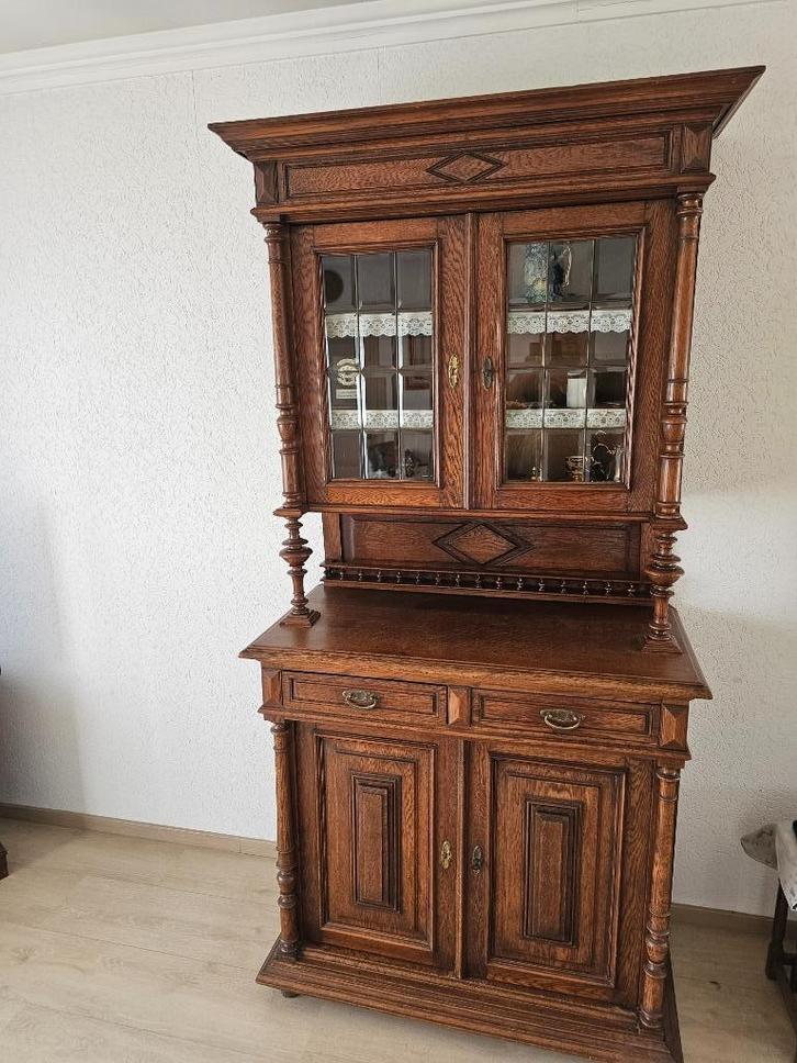 Massief eiken antieke buffetkast, Huis en Inrichting, Kasten | Buffetkasten, Gebruikt, 200 cm of meer, 50 tot 100 cm, 50 tot 75 cm