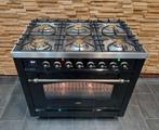 🔥 Poêle Luxe Boretti 90 cm noir + four ancien cuivre 300C, Comme neuf, 5 zones de cuisson ou plus, Classe énergétique A ou plus économe