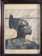 Tekening in inkt: Mangbetu, Belgisch Congo, Antiek en Kunst, Ophalen of Verzenden