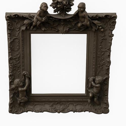 Grand cadre ancien en bois sculpté, style baroque, Antiek en Kunst, Kunst | Beelden en Houtsnijwerken, Ophalen