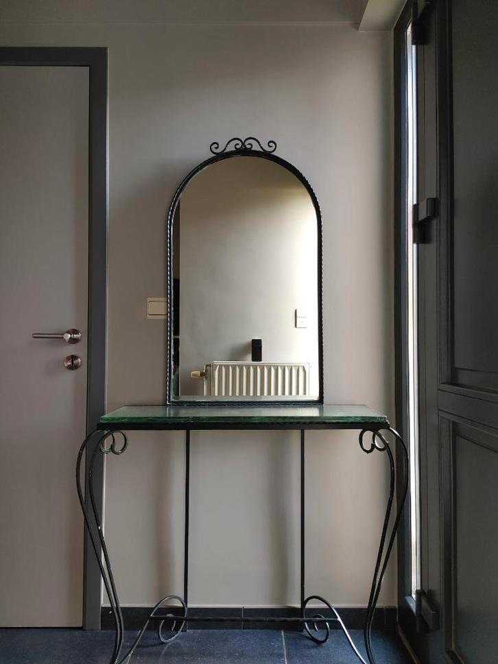 Console et miroir en fer forgé, Maison & Meubles, Accessoires pour la Maison | Miroirs, Comme neuf, 75 à 100 cm, 150 à 200 cm