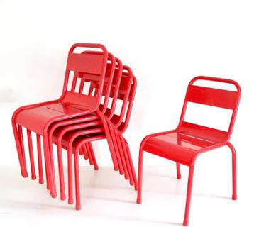 6 Rode metalen kinderstoeltjes - Kinderstoelen - kinderstoel beschikbaar voor biedingen