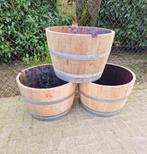 Halve wijnvaten - bloembak - tuindecoratie -eikenhout, Intérieur, Rond, Comme neuf, 30 à 60 cm