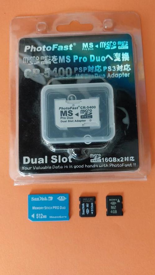 Sony geheugenkaarten + adapter, Computers en Software, Geheugenkaartlezers, Ophalen of Verzenden