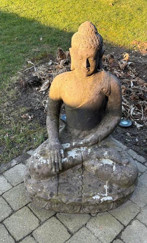 Boeddha op lotus, Tuin en Terras, Tuinbeelden, Gebruikt, Boeddhabeeld, Steen, Ophalen
